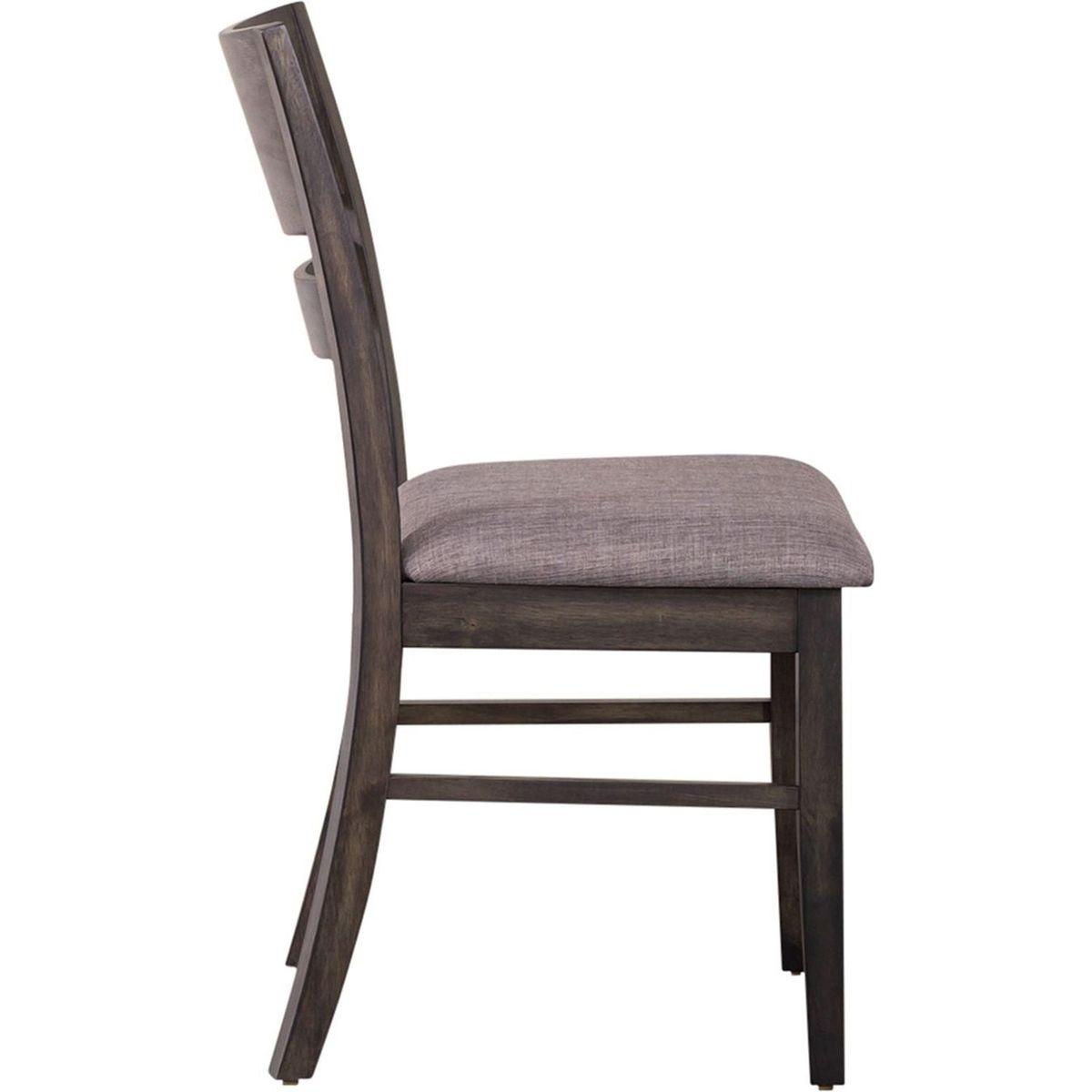 Almeta Solid Wood Slat Back Upholstered Dining Chairs, Set of 2 -Dark Umber Brown Finish