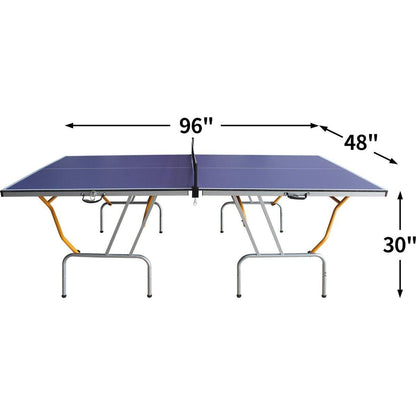 8ft Mid-Size Table Tennis Table Foldable & Portable Ping Pong Table Set for Indoor & Outdoor Games with Net, 2 Table Tennis Paddles and 3 Balls