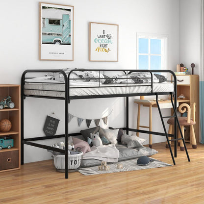 Metal Twin Loft Bed, Twin Size High Loft Bed Black