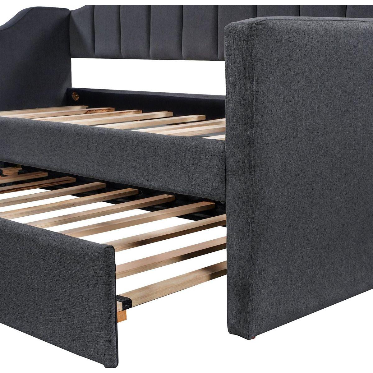 Upholstered Twin Daybed with Trundle,Black