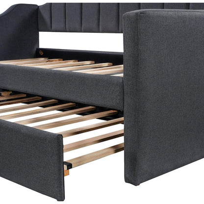 Upholstered Twin Daybed with Trundle,Black