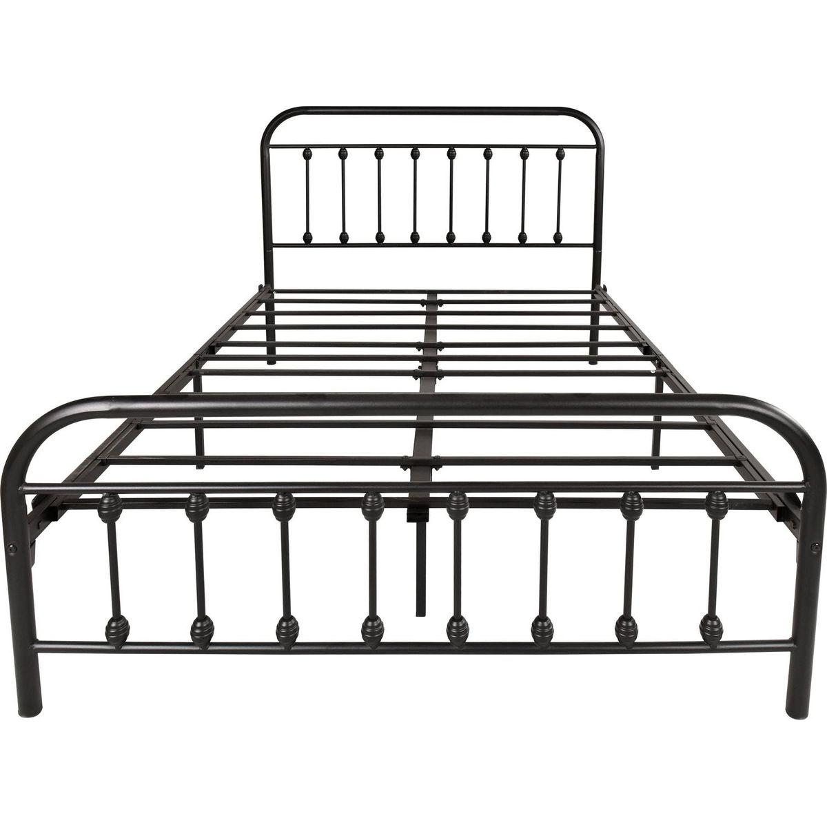 FULL Metal Platform Bed Frame with Headboard / Strong Slat Support / No Box Spring Needed / Easy Assembly BLACK