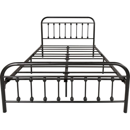 FULL Metal Platform Bed Frame with Headboard / Strong Slat Support / No Box Spring Needed / Easy Assembly BLACK