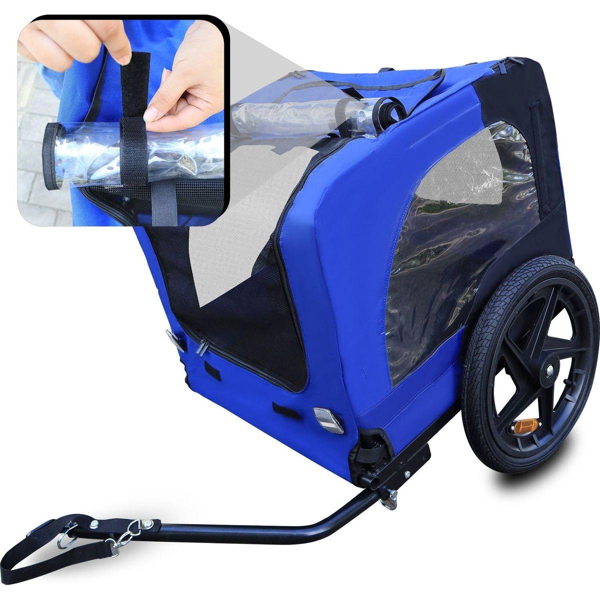 Blue High Quality 16 inch air wheel Pet Bike Trailer for Dogs Foldable Bicycle Pet Trailer