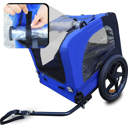 Blue High Quality 16 inch air wheel Pet Bike Trailer for Dogs Foldable Bicycle Pet Trailer