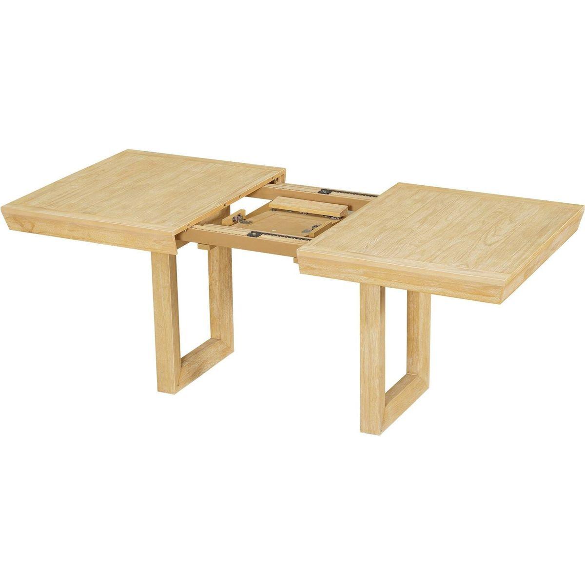 Traditional 7-Piece 72" Extendable Dining Table Set with 12inch Butterfly Leaf and 6 Upholstered Dining Table Set, Natural