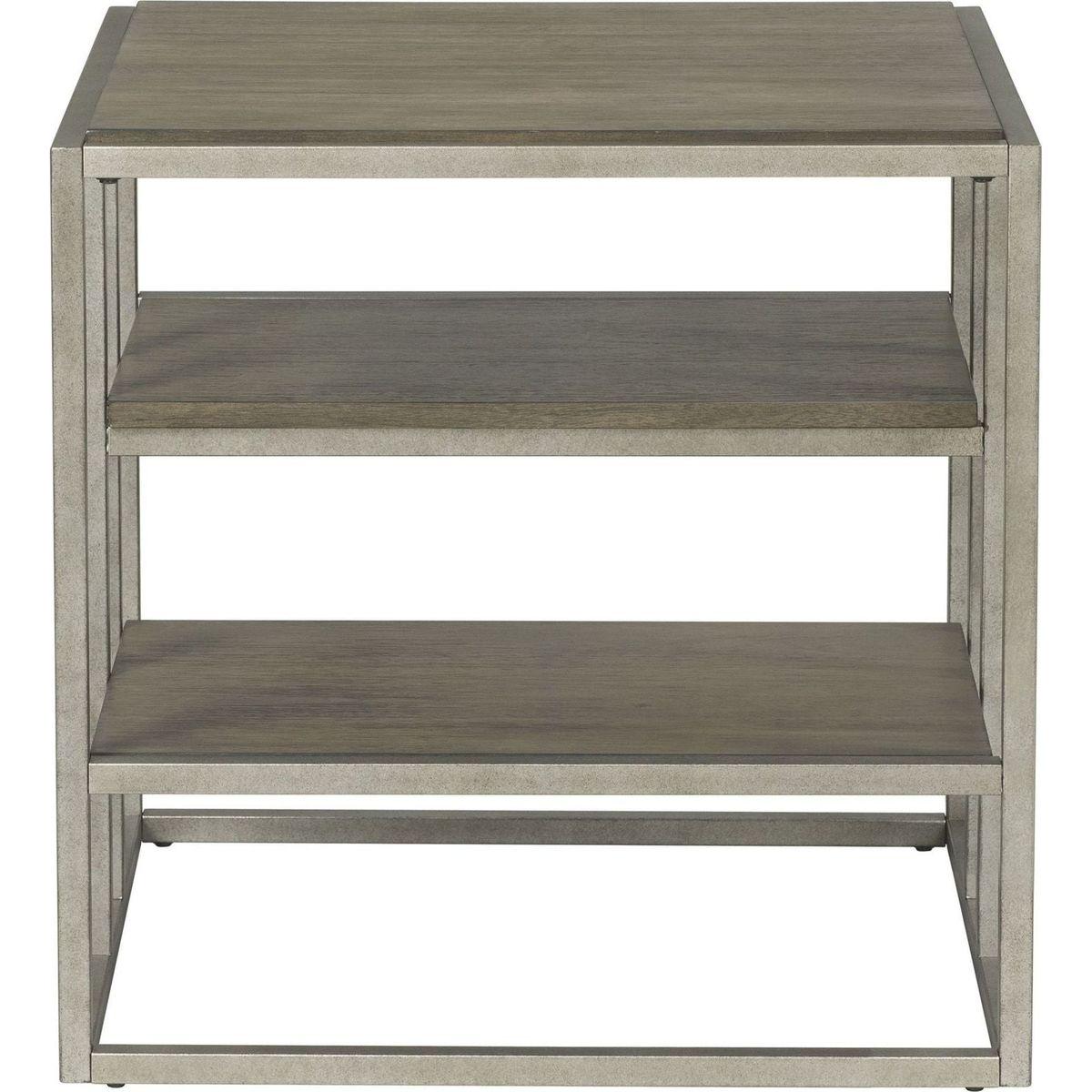 Padena Metal Frame Wood Living Room End Table with Shelf