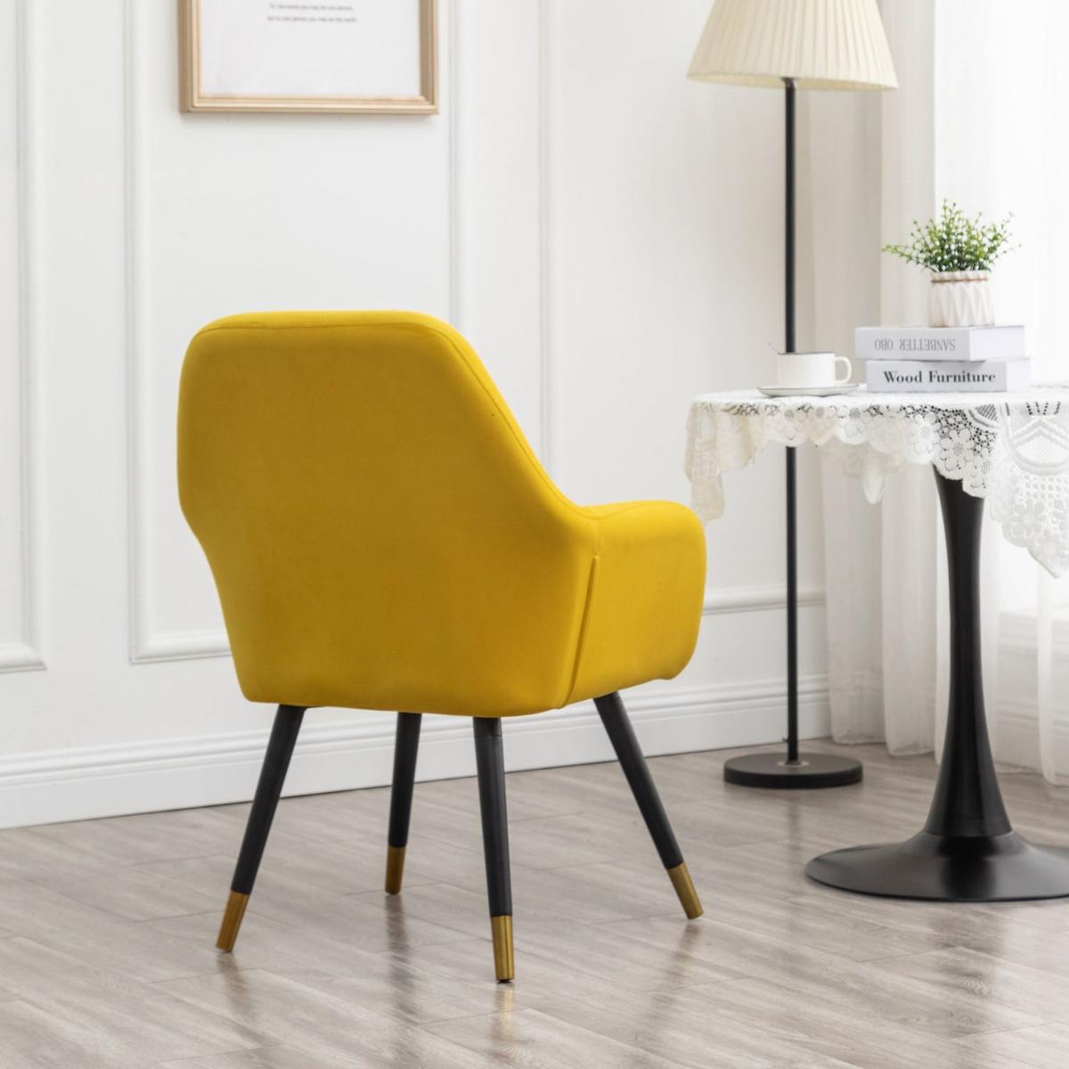 Tuchico Contemporary Velvet Upholstered Accent Chair, Yellow