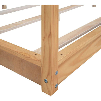 King Size Canopy Platform Bed with Support Legs, Natural