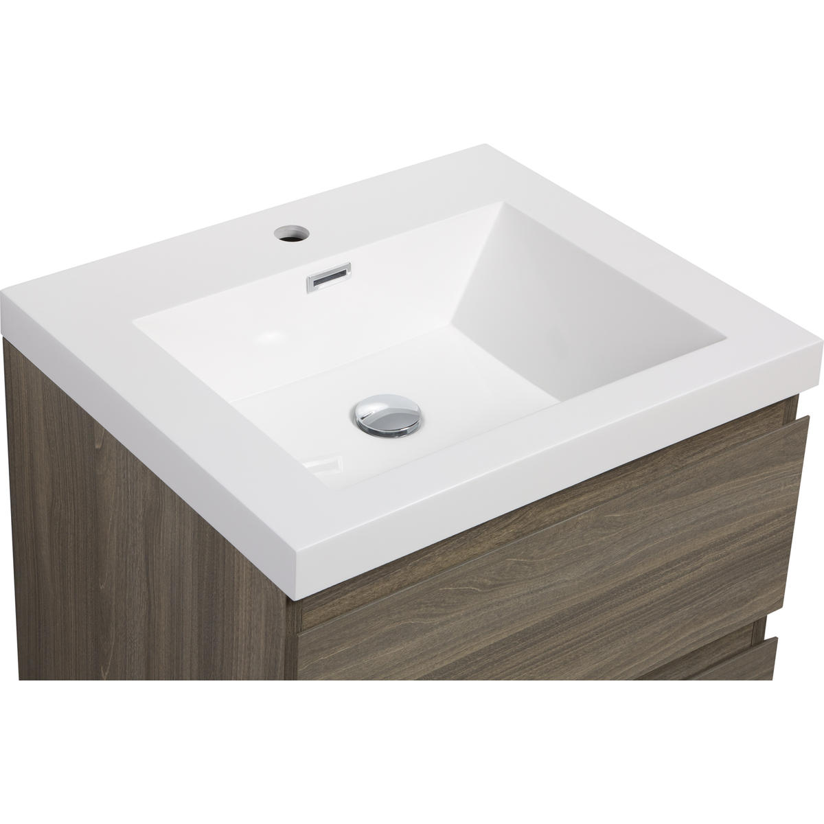 24" Floating Bathroom Vanity with Sink, Modern Wall-Mounted Bathroom Storage Vanity Cabinet with Resin Top Basin and Soft Close Drawers, Ash Grey