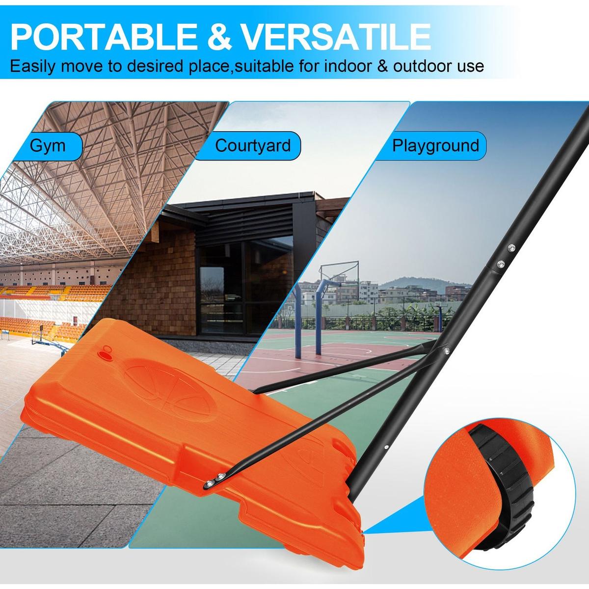 Portable Basketball Goal System with Stable Base and Wheels, use for Indoor Outdoor teenagers youth height adjustable 5.6 to 7ft Basketball Hoop 28 Inch Backboard