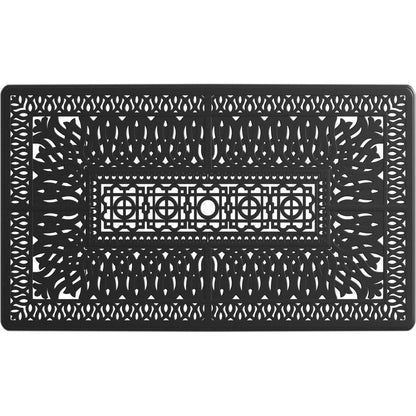 L58.27xW34.65-inch Cast Aluminum Patio Dining Table With Black Frame and Umbrella Hole