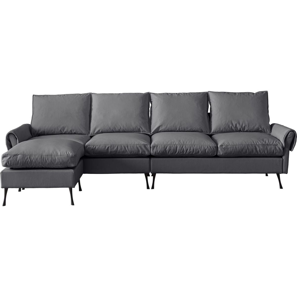 104.5"Modern Sectional Technical leather L-Shaped Sofa Couch with Convertible Ottoman