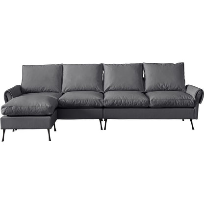 104.5"Modern Sectional Technical leather L-Shaped Sofa Couch with Convertible Ottoman