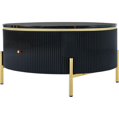 Modern Round Coffee Table with 2 large Drawers Storage Accent Table(31.5")