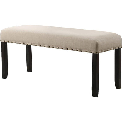 Biony Fabric Dining Bench with Nailhead Trim, Tan