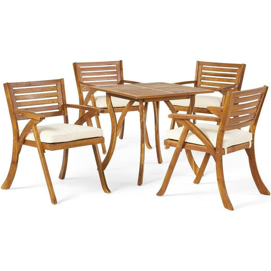 HERMOSA 5 PIECE WOOD DINING SET WITH CUSHIONS