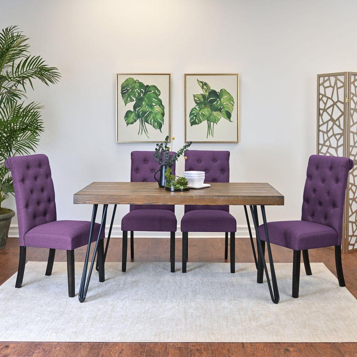 Ashford 5-Piece Dining Set, Hairpin Dining Table with 4 Chairs, 4 Color Options - Streamdale Furniture