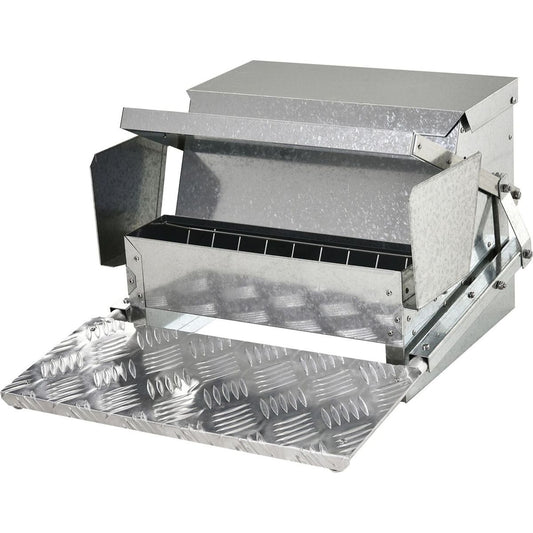 25 lbs Capacity Automatic Chicken Poultry Feeder with a Galvanized Steel and Aluminium Build, Weatherproof Design