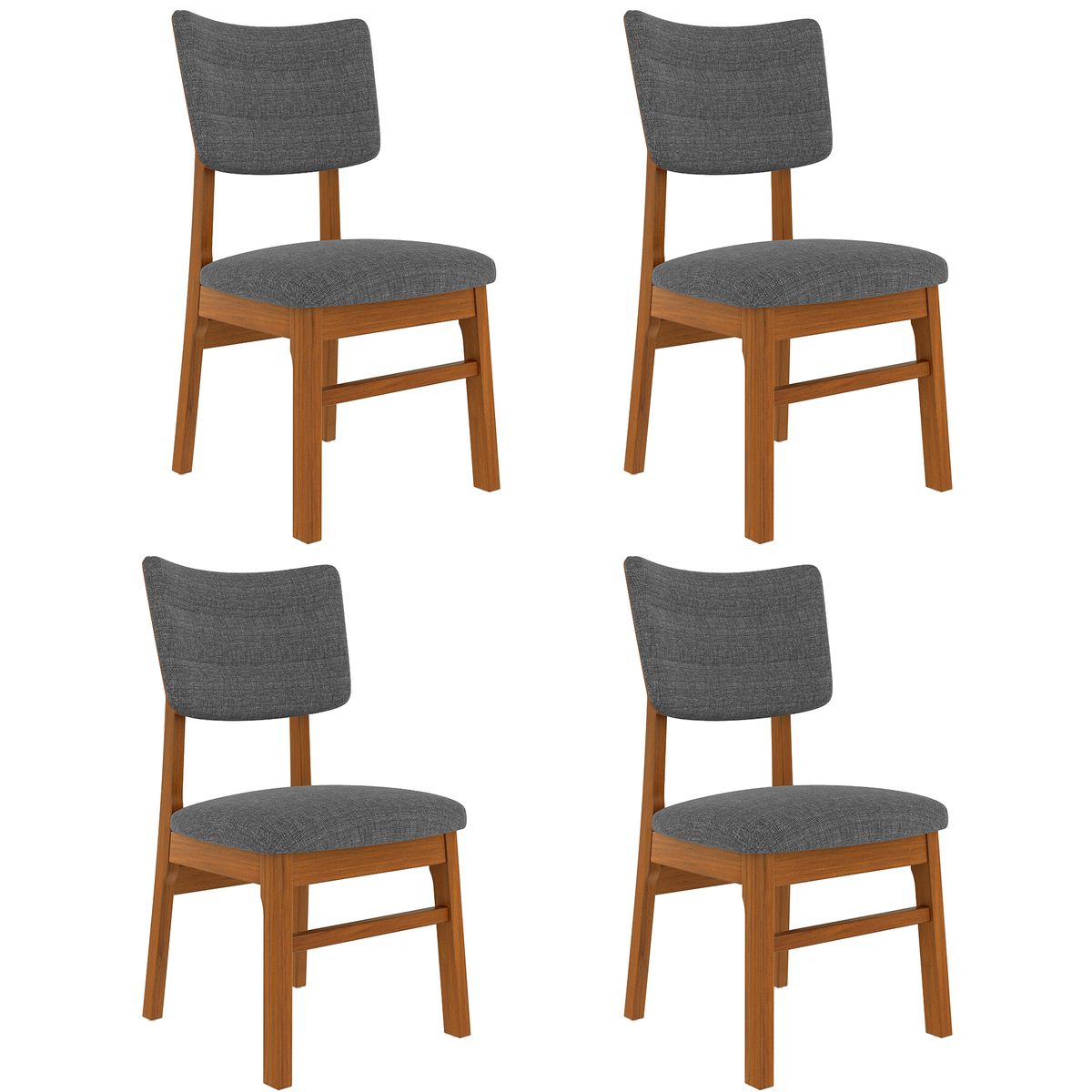 Dining Chairs Set of 4, Wooden Dining Chair Armless, Mid-Century Modern Upholstered Linen Seat Cushion Dining Room Chair for Home Kitchen Dining Room Restaurant