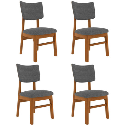 Dining Chairs Set of 4, Wooden Dining Chair Armless, Mid-Century Modern Upholstered Linen Seat Cushion Dining Room Chair for Home Kitchen Dining Room Restaurant