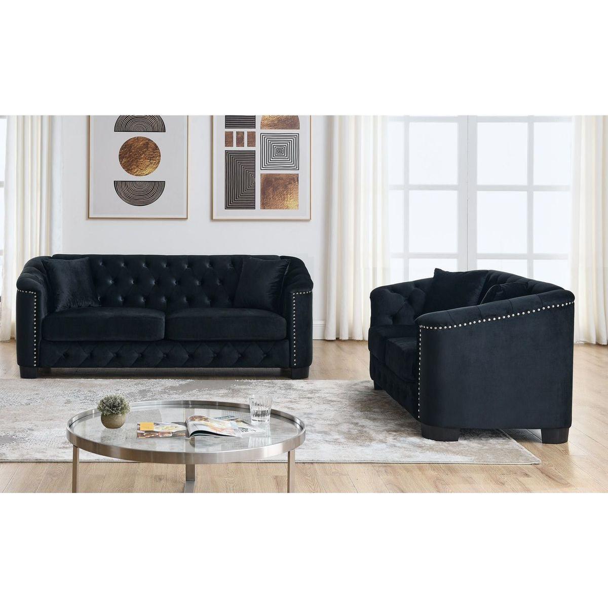 3-seater + 2-seater Combination sofa.Velvet black