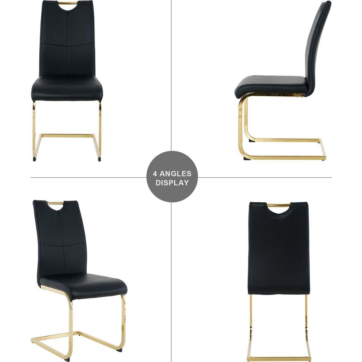 Modern Dining Chairs with Faux Leather Padded Seat Dining Living Room Chairs Upholstered Chair with gold Metal Legs Design for Kitchen, Living, Bedroom, Dining Room Side Chairs Set of 2