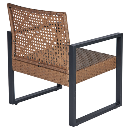 4-Piece Patio Furniture Set Outdoor Balcony Porch Garden Backyard Lawn Furniture Acacia Wood Table Top, Morden Black and Light Brown