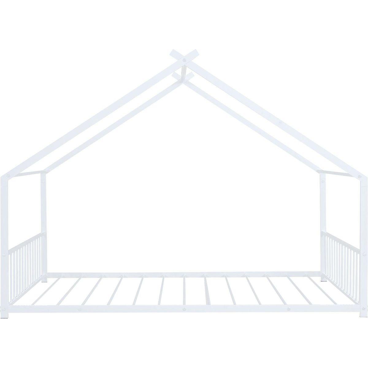 Full Size Metal House Bed, White