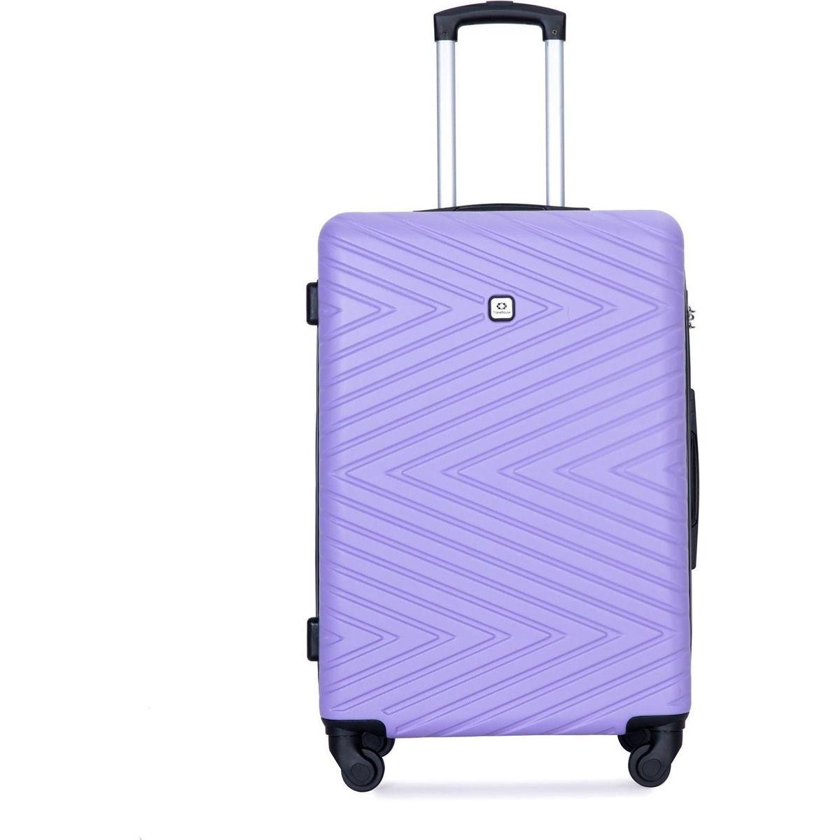 luggage 4-piece ABS lightweight suitcase with rotating wheels, 24 inch and 28 inch with TSA lock, (16/20/24/28) LIGHT PURPLE