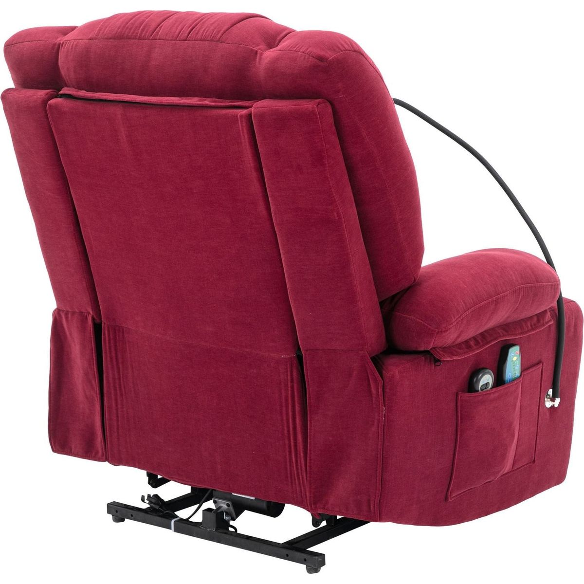 Power Lift Recliner Chair Electric Recliner for Elderly Recliner Chair with Massage and Heating Functions, Remote, Phone Holder Side Pockets and Cup Holders for Living Room, Red