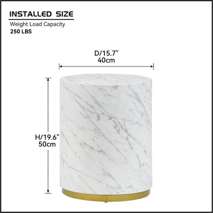 15.75inch Round Sidetable for Living Room Fully Assembled White