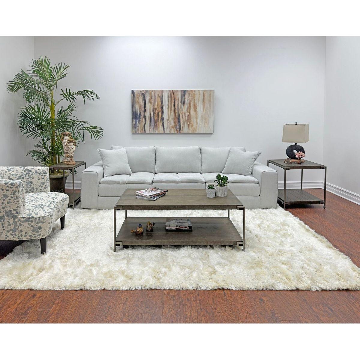 Corbeta Metal Frame Wood Living Room Coffee Table with Casters