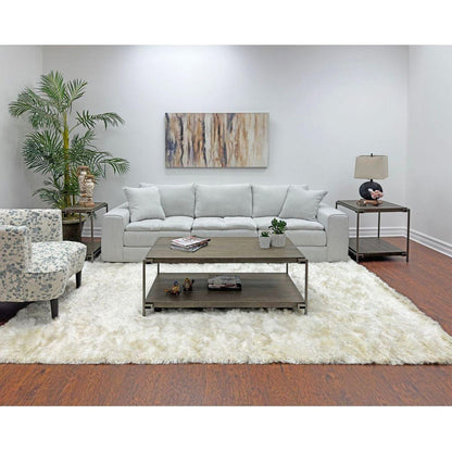 Corbeta Metal Frame Wood Living Room Coffee Table with Casters
