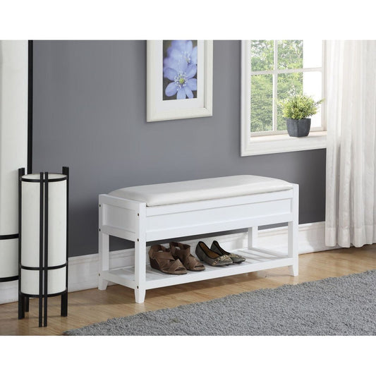 Rouen Seating Bench with Shoe Storage, White