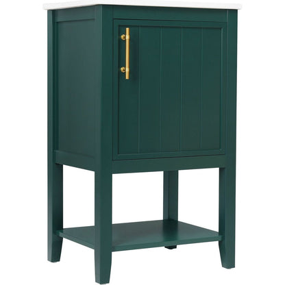 20" Bathroom Vanity with Sink, Bathroom Cabinet with Soft Closing Door, Storage Rack and Open Shelf, Green