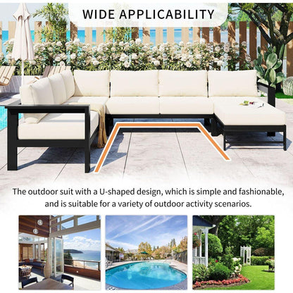 U-shaped multi-person outdoor sofa set, suitable for gardens, backyards, and balconies.