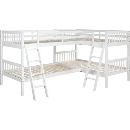 L-Shaped Bunk Bed with Ladder,Twin Size-Gray