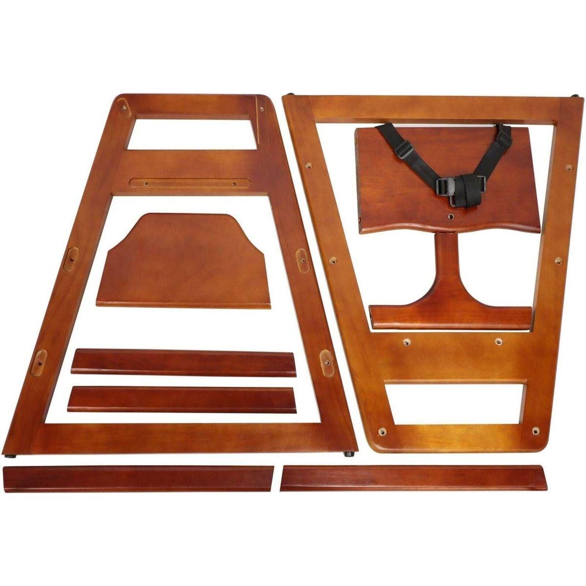 Wooden Double Solid Wood Feeding, Eat & Grow Portable High, Easy to Clean Baby Booster Chair in Walnut Finish