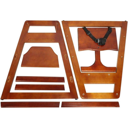 Wooden Double Solid Wood Feeding, Eat & Grow Portable High, Easy to Clean Baby Booster Chair in Walnut Finish
