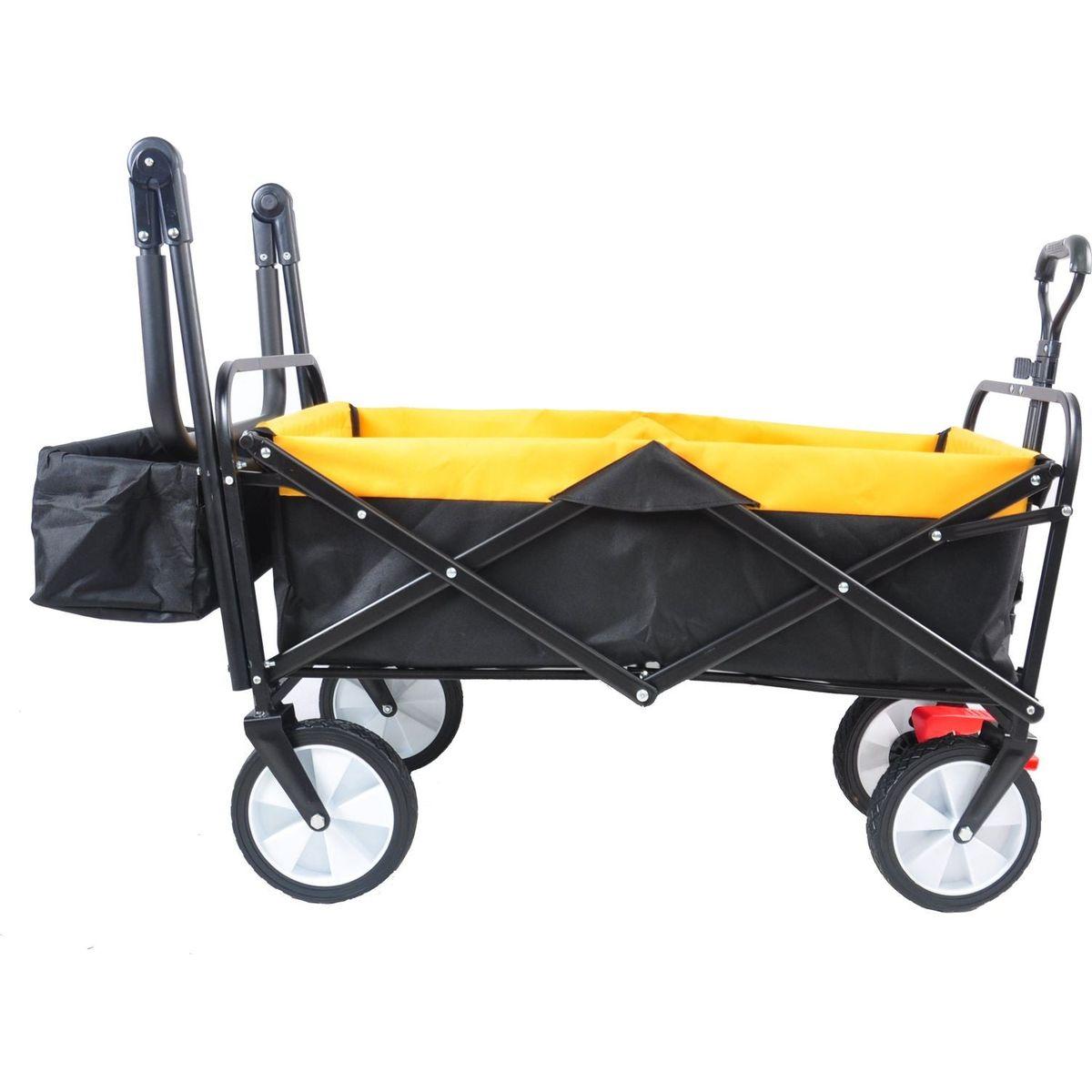 folding wagon Collapsible Outdoor Utility Wagon, Heavy Duty Folding Garden Portable Hand Cart, Drink Holder, Adjustable Handles