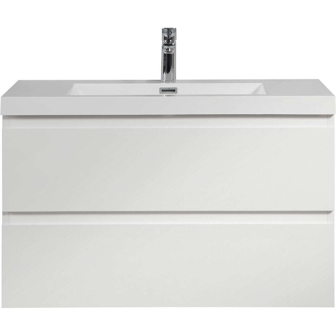 36" Floating Bathroom Vanity with Sink, Modern Wall-Mounted Bathroom Storage Vanity Cabinet with Resin Top Basin and Soft Close Drawers, Glossy White