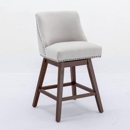 Counter Height Swivel Barstools, 26" H Seat Height Upholstered Bar Stools Set of 2, Fabric in Ivory - Streamdale Furniture