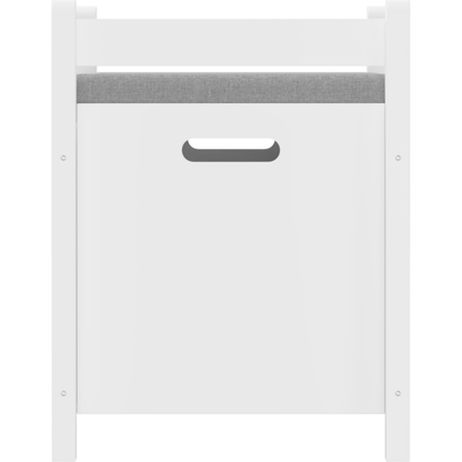 Kids Toy Box Chest, White Rubber Wood Toy Box for Boys Girls, Large Storage Cabinet with Cushion Seat Bench/Flip-Top Lid/Safety Hinge, Toy Storage Organizer Trunk for Nursery, Playroom