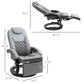 PU Recliner Armchair with Footrest, Headrest, and Round Steel/Wood Base