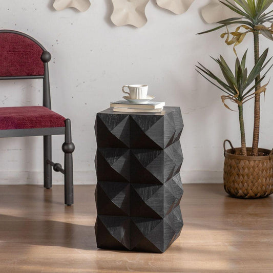 23.62"Height Three-dimensional Embossed Pattern Design Retro Coffee Table Retro Furniture Black - Streamdale Furniture