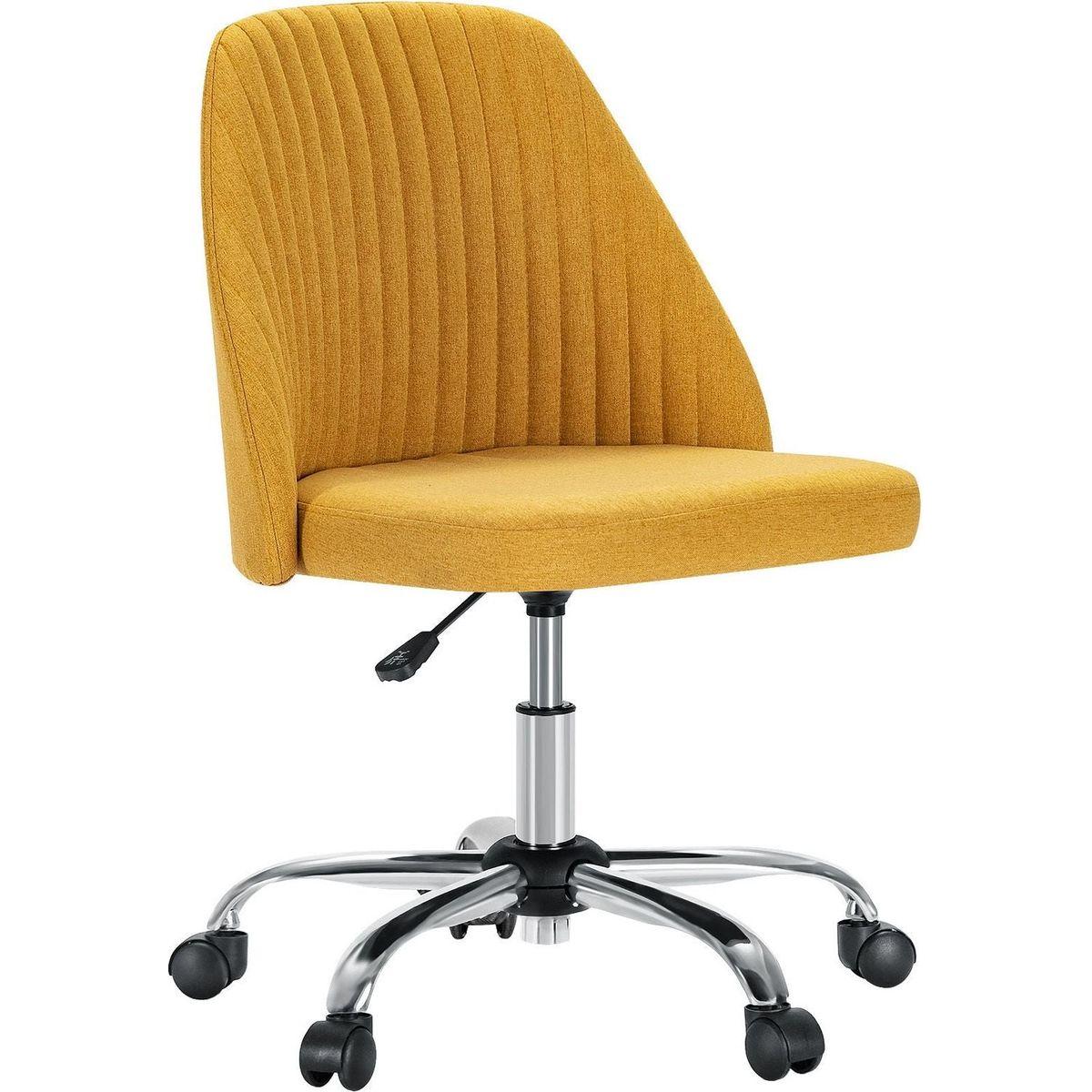 Armless Home Office Desk Chair with Wheels Adjustable Swivel Task Computer Vanity Chair for Small Spaces