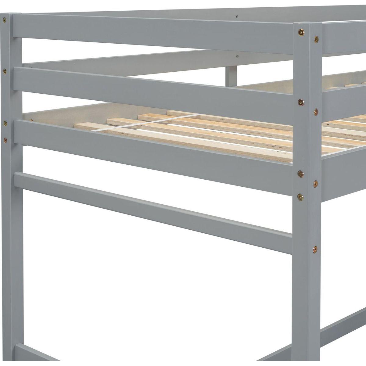 Twin High Loft Bed with Ladder landing Platform, Ladders, Guardrails,Grey