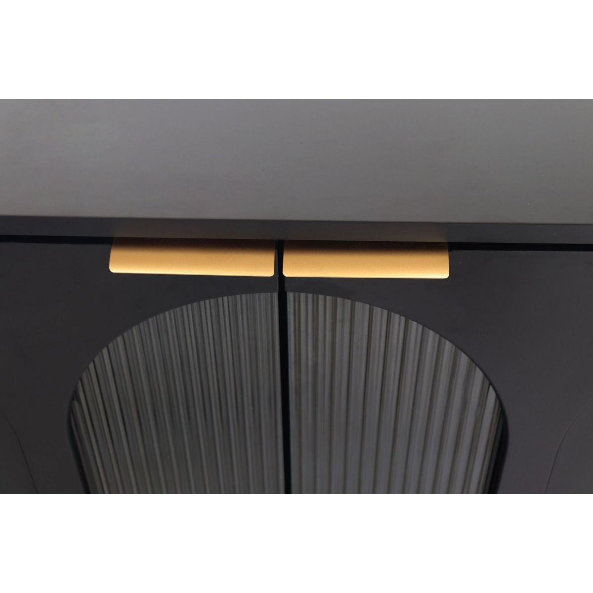 Accent Cabinet Black Lacquered Wooden Cabinet with 4 Glass Doors Sideboard Buffet Server Cabinet Storage Cabinet, for Living Room, Entryway, Hallway, Office, Kitchen and Dining Room