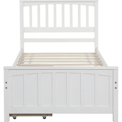 Twin size Platform Bed with Two Drawers, White